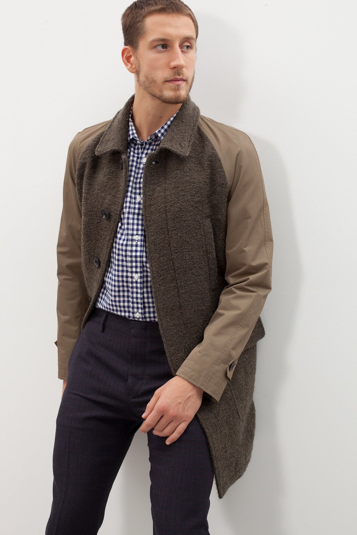 Olive Raglan Long Coat - sample outfit photograph