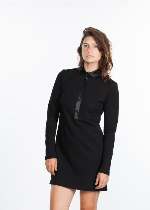 Black Long-Sleeve Shirt Dress - sample outfit photograph