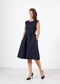 Dark Navy Pleated A-Line Dress - sample outfit photograph