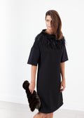 Black Textured-Collar Shift Dress - sample outfit photograph