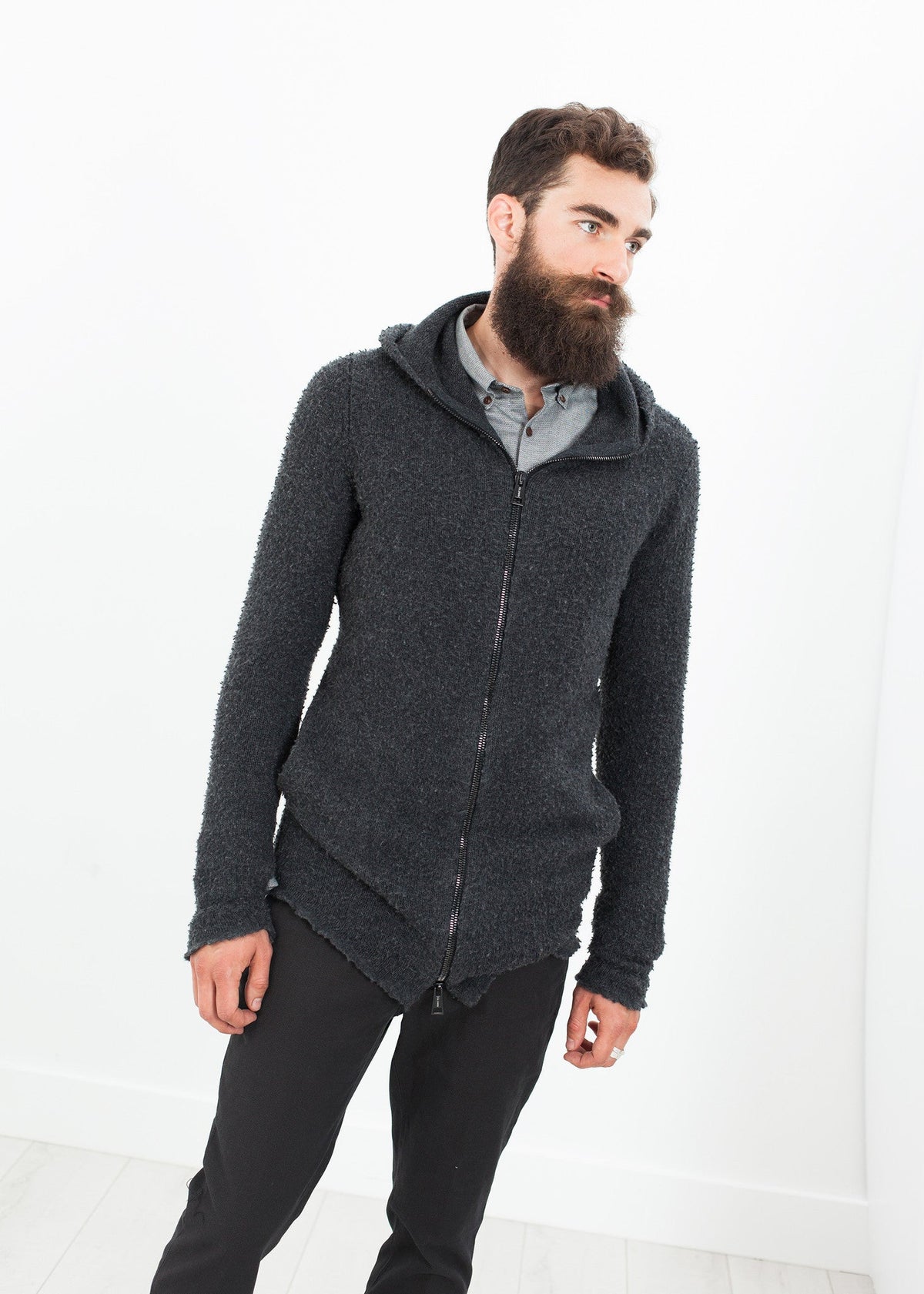Charcoal Fitted Zip Cardigan - sample outfit photograph