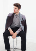 Blue and Grey Color-Block Blazer - sample outfit photograph