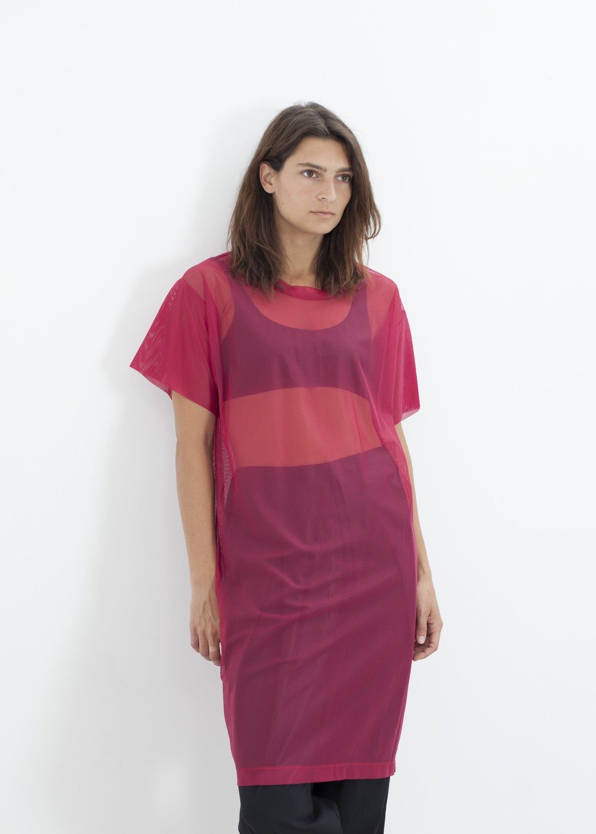 Pink Mesh Overlay Dress - sample outfit photograph