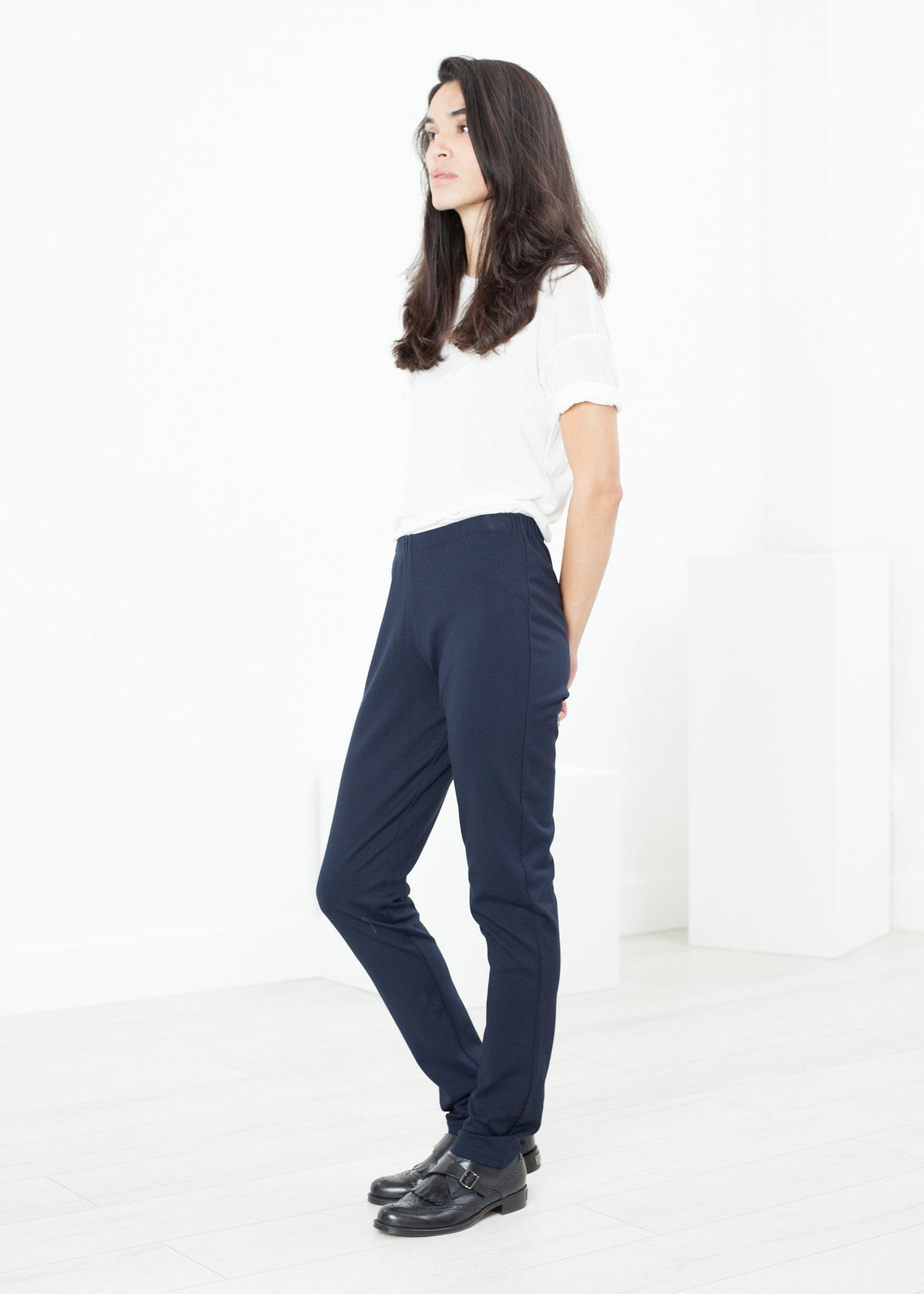 Navy Everyday Slim Trousers - sample outfit photograph