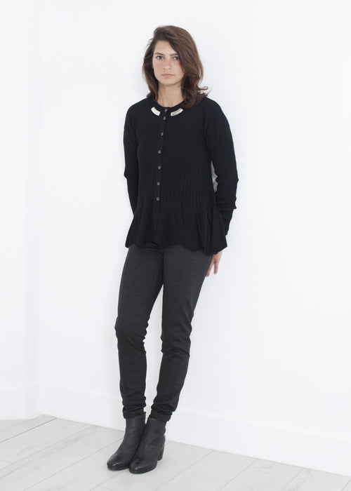 Black Button-Front Knit Cardigan - sample outfit photograph