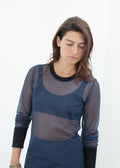 Navy and Black Cuffed Mesh Top - sample outfit photograph