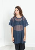 Navy Mesh Overlay Top - sample outfit photograph