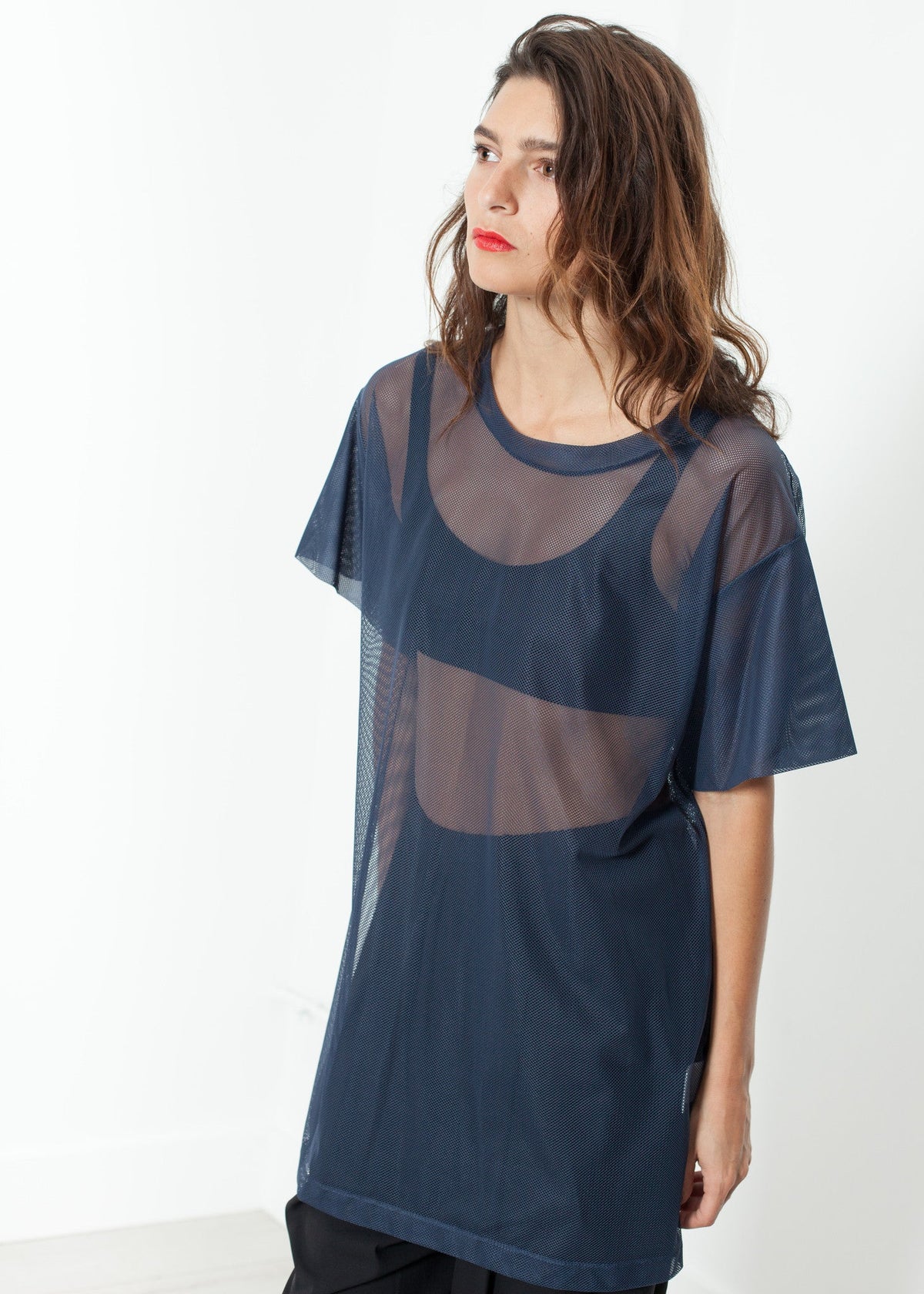 Navy Mesh Overlay Dress - sample outfit photograph
